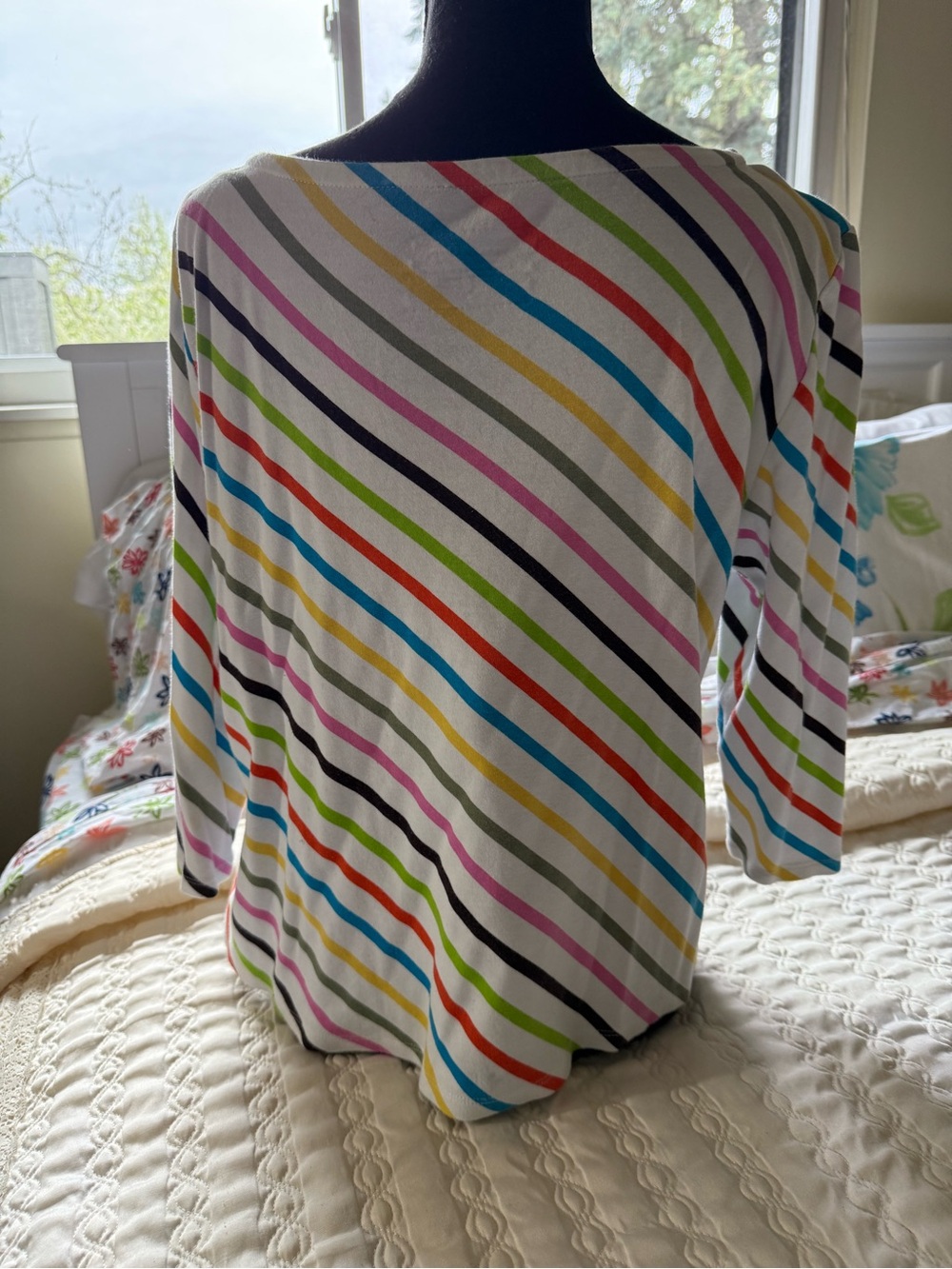 Striped Multi-Color Boatneck Top size L Cotten long sleeve CHARTERCLUB
Women L